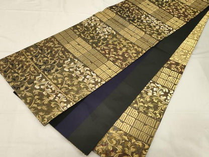 平和屋着物●ファッションデザイナー コシノアヤコ 六通柄袋帯 源氏香唐草文 金糸 正絹 逸品 CABC4656dy