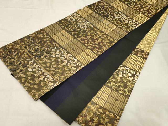 平和屋着物●ファッションデザイナー コシノアヤコ 六通柄袋帯 源氏香唐草文 金糸 正絹 逸品 CABC4656dy
