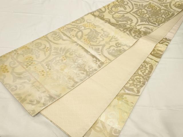 平和屋着物●六通柄袋帯 葡萄蔦の葉花文 金糸 正絹 逸品 CABC4658dy