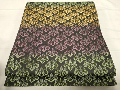 平和屋着物●全通柄袋帯 唐織 桐 黒地 正絹 逸品 CABC4662dy