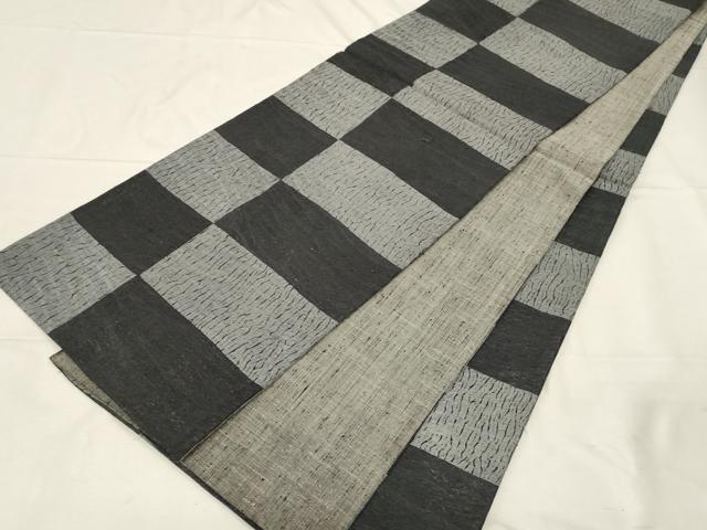平和屋着物▽両面 全通柄袋帯 スリーシーズン 春夏秋 紬地 杢目文 正絹 逸品 CABC4665dy