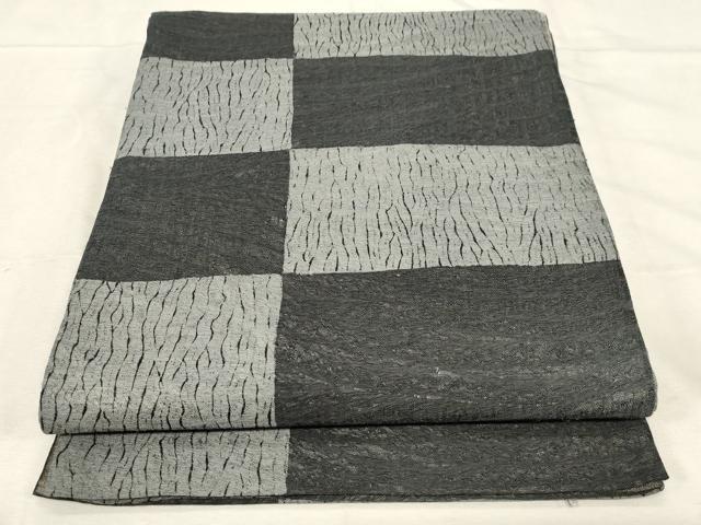 平和屋着物▽両面 全通柄袋帯 スリーシーズン 春夏秋 紬地 杢目文 正絹 逸品 CABC4665dy