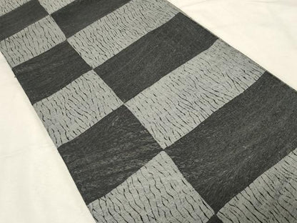 平和屋着物▽両面 全通柄袋帯 スリーシーズン 春夏秋 紬地 杢目文 正絹 逸品 CABC4665dy