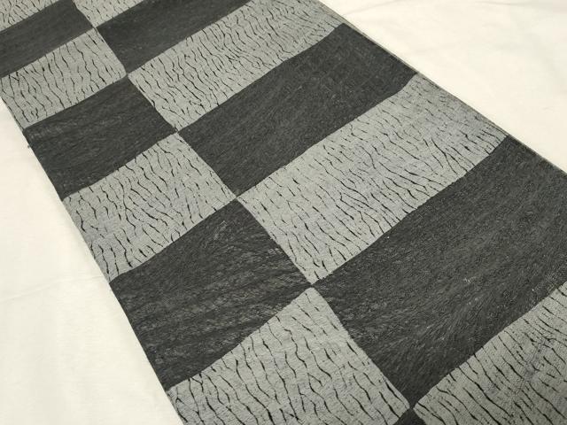 平和屋着物▽両面 全通柄袋帯 スリーシーズン 春夏秋 紬地 杢目文 正絹 逸品 CABC4665dy