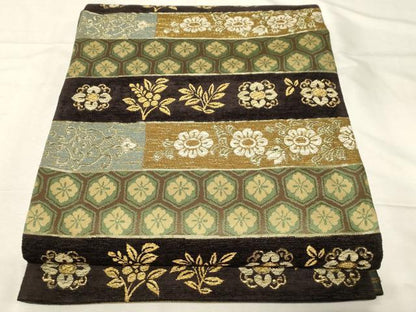 平和屋着物●両面 六通柄袋帯 モール 横段草花文 金糸 正絹 逸品 未使用 CABC4667dy
