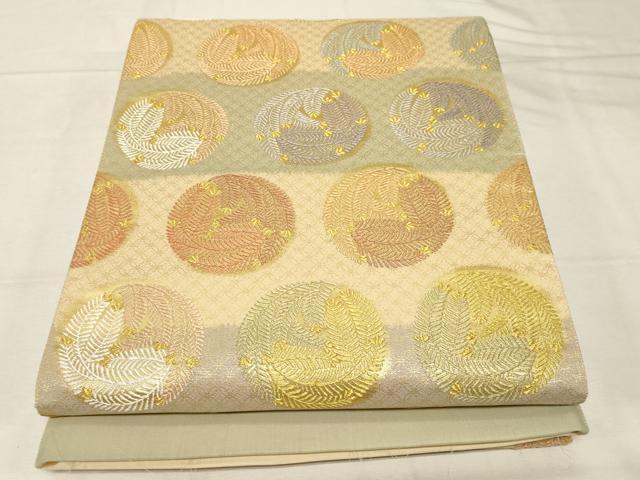 平和屋着物▽西陣 ふくい謹製 六通柄袋帯 スリーシーズン 春夏秋 松葉文 金糸 証紙付き 正絹 逸品 未使用 CABC4674dy