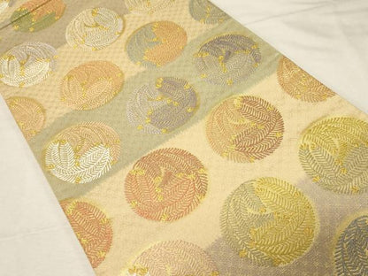 平和屋着物▽西陣 ふくい謹製 六通柄袋帯 スリーシーズン 春夏秋 松葉文 金糸 証紙付き 正絹 逸品 未使用 CABC4674dy