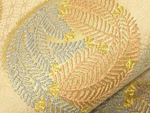 平和屋着物▽西陣 ふくい謹製 六通柄袋帯 スリーシーズン 春夏秋 松葉文 金糸 証紙付き 正絹 逸品 未使用 CABC4674dy