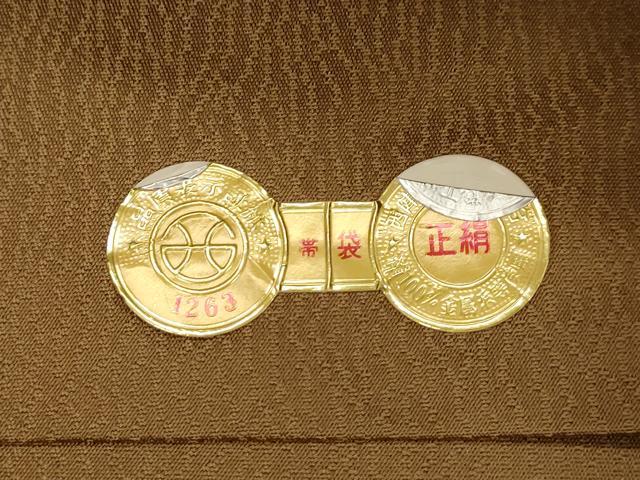 平和屋着物●西陣 六通柄袋帯 唐織 王朝装束 菱取り向い鳥文 金糸 証紙付き 正絹 逸品 正絹 逸品 未使用 CABC4687dy