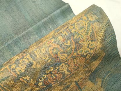 平和屋着物●名門 しょうざん 生紬 紙屋川伝承 絹漉貴 太鼓柄袋帯 吉祥文 金糸 正絹 逸品 未使用 CABC4688dy