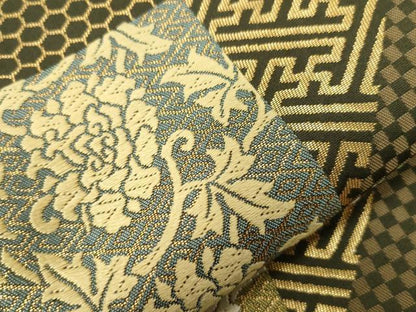 平和屋着物●西陣 川島織物 六通柄 本袋帯 唐織 市松文様 金糸 正絹 逸品 CABC4690dy