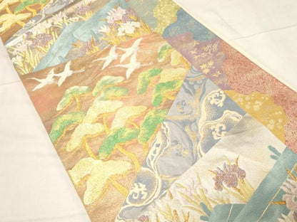 平和屋着物●西陣最高峰・北尾織物匠 六通柄袋帯 唐織 琳派歌仙献上文 金銀糸 正絹 逸品 CABC4699dy