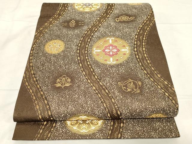 平和屋着物●六通柄袋帯 平脱鏡文 金糸 正絹 逸品 CABC4714dy