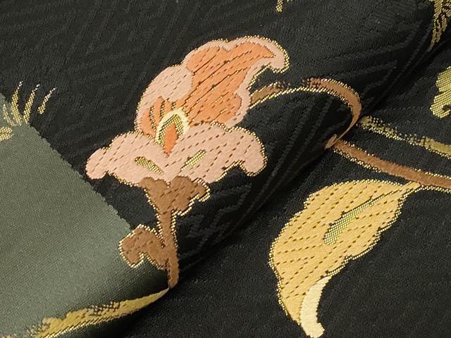 平和屋着物●両面 六通柄袋帯 唐織 更紗花文 金糸 正絹 逸品 CABC4717dy