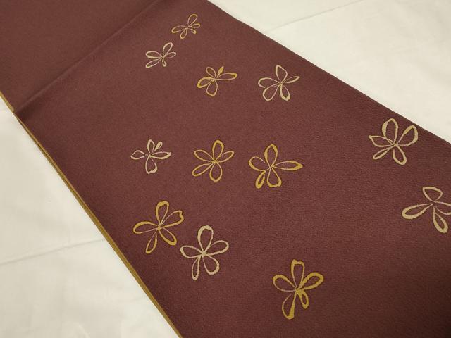 平和屋着物●六通柄袋帯 舞花文 鬼しぼ縮緬 正絹 逸品 CABC4720dy