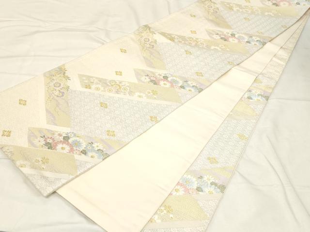 平和屋着物●六通柄袋帯 唐織 渓谷四季花筏 金銀糸 正絹 逸品 CABC4728dy