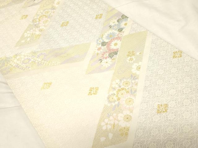 平和屋着物●六通柄袋帯 唐織 渓谷四季花筏 金銀糸 正絹 逸品 CABC4728dy