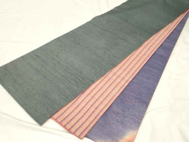 平和屋着物●菅原工房 菅原結作 漢方染紬 両面 両方向 全通柄袋帯 霞文 正絹 逸品 CABC4729dy