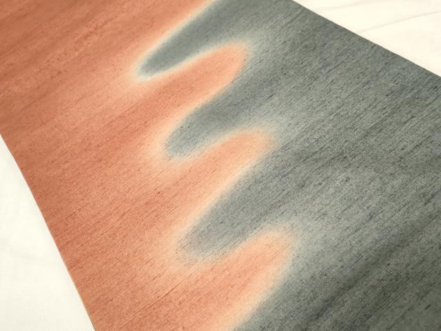 平和屋着物●菅原工房 菅原結作 漢方染紬 両面 両方向 全通柄袋帯 霞文 正絹 逸品 CABC4729dy