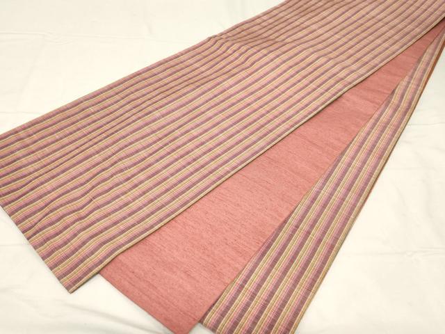 平和屋着物●菅原工房 菅原結作 漢方染紬 両面 両方向 全通柄袋帯 霞文 正絹 逸品 CABC4729dy