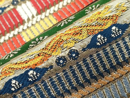 平和屋着物●六通柄　本袋帯　龍村平蔵柄　威毛錦　北出別誂　黒地　金銀糸　正絹　逸品　CABC4731dy