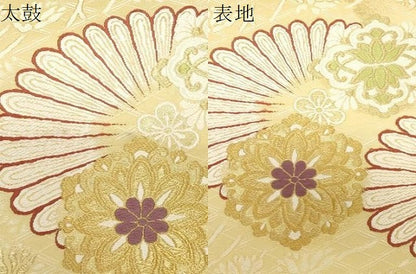 平和屋着物●六通柄袋帯 唐織 昭和四十四年御題「紀宮誕生」御香染 宮むらさき 金糸 正絹 逸品 CABC4734dy