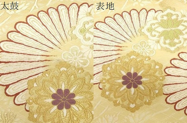 平和屋着物●六通柄袋帯 唐織 昭和四十四年御題「紀宮誕生」御香染 宮むらさき 金糸 正絹 逸品 CABC4734dy