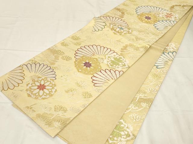 平和屋着物●六通柄袋帯 唐織 昭和四十四年御題「紀宮誕生」御香染 宮むらさき 金糸 正絹 逸品 CABC4734dy