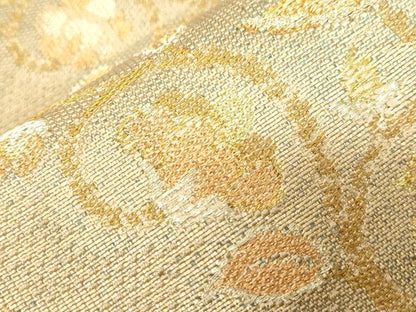 平和屋着物●西陣 老舗 渡文謹製 手織 六通柄袋帯 経錦 花鳥文 金銀糸 正絹 逸品 CABC4735dy