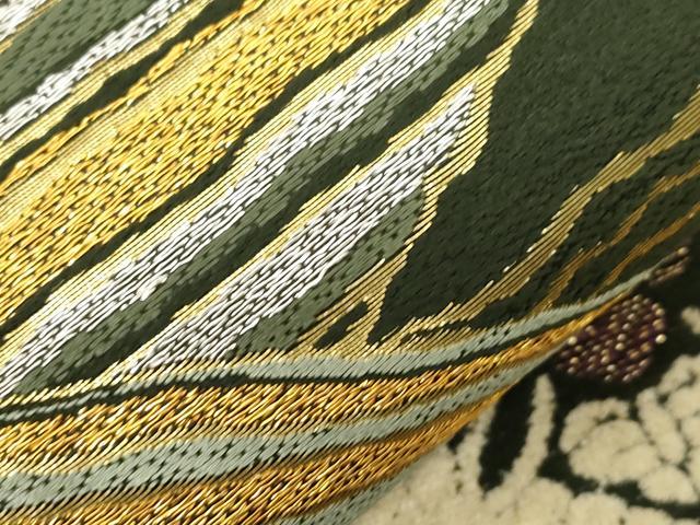 平和屋着物●両面 六通柄袋帯 モール織 裂取波丸文 寿宝 金銀糸 正絹 逸品 CABC4739dy