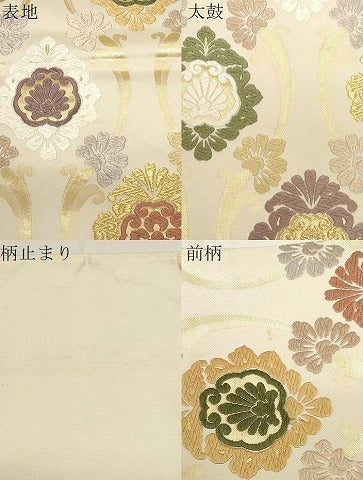 平和屋着物●六通柄袋帯 唐織 立涌花文 金糸 正絹 逸品 CABC4741dy