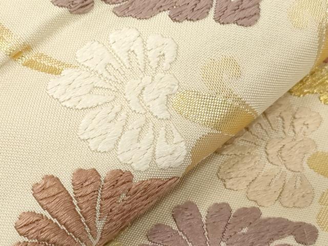 平和屋着物●六通柄袋帯 唐織 立涌花文 金糸 正絹 逸品 CABC4741dy