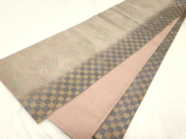 平和屋着物●全通柄袋帯 紬地 露芝文 金彩 正絹 逸品 CABC4742dy