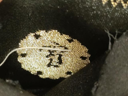 平和屋着物●ジャパンオートクチュール 渡辺雪三郎 六通柄袋帯 更紗文 黒地 金糸 正絹 逸品 CABC4744dy
