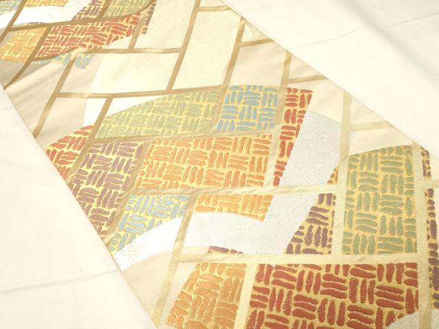 平和屋着物●西陣 川島織物 六通柄袋帯 地紙文 金銀糸 正絹 逸品 CABC4757dy