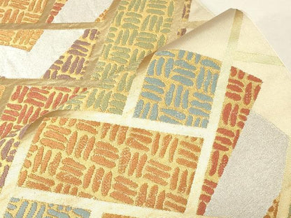 平和屋着物●西陣 川島織物 六通柄袋帯 地紙文 金銀糸 正絹 逸品 CABC4757dy