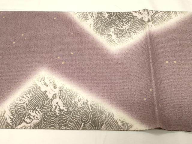 平和屋着物●両面 六通柄袋帯 紬地 立波文 金彩 正絹 逸品 CABC4758dy