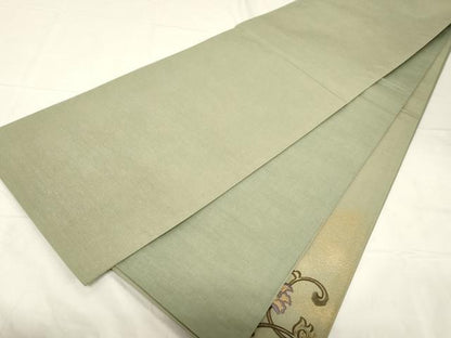 平和屋着物●太鼓柄袋帯　結城紬地　総刺繍　更紗文　金彩　証紙付き　正絹　逸品　CABC4759dy