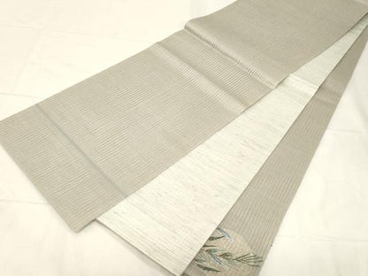 平和屋着物▽両面 太鼓柄袋帯 スリーシーズン 春夏秋 すくい織 草木丸文 銀糸 正絹 逸品 CABC4762dy