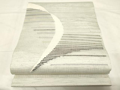 平和屋着物▽両面 太鼓柄袋帯 スリーシーズン 春夏秋 すくい織 草木丸文 銀糸 正絹 逸品 CABC4762dy