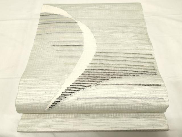 平和屋着物▽両面 太鼓柄袋帯 スリーシーズン 春夏秋 すくい織 草木丸文 銀糸 正絹 逸品 CABC4762dy