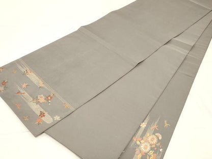 平和屋着物●太鼓柄袋帯 唐織 花蝶鳥文 金糸 正絹 逸品 CABC4768dy