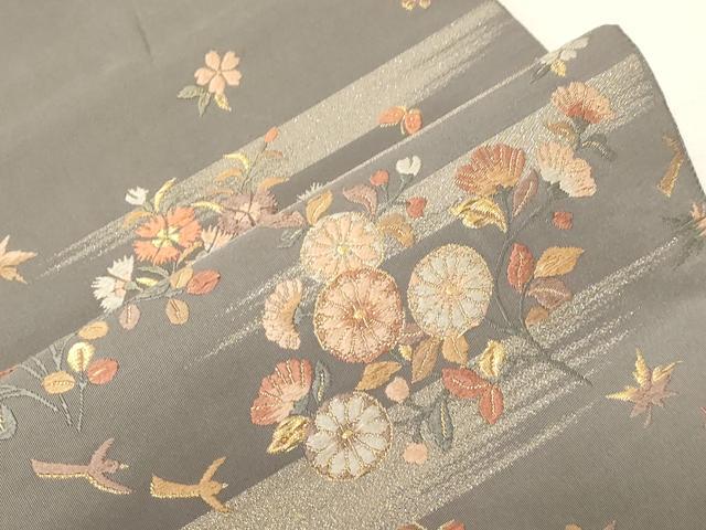 平和屋着物●太鼓柄袋帯 唐織 花蝶鳥文 金糸 正絹 逸品 CABC4768dy