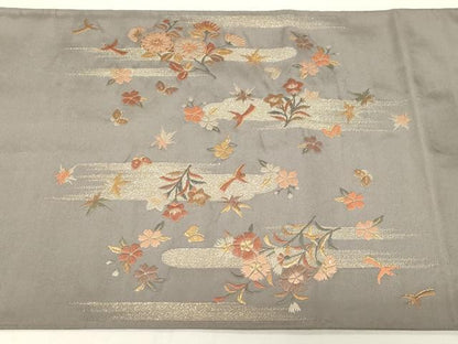 平和屋着物●太鼓柄袋帯 唐織 花蝶鳥文 金糸 正絹 逸品 CABC4768dy