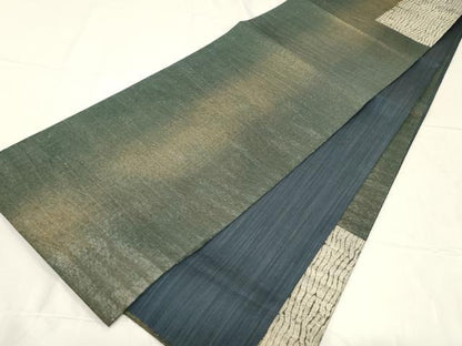 平和屋着物▽両面 六通柄袋帯 スリーシーズン 春夏秋 杢目文 金糸 正絹 逸品 CABC4769dy