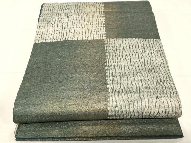 平和屋着物▽両面 六通柄袋帯 スリーシーズン 春夏秋 杢目文 金糸 正絹 逸品 CABC4769dy