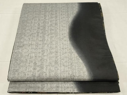 平和屋着物●両面 全通柄袋帯 本場縞大島紬 市松雪輪文 金彩 福永織物謹製 証紙付き 正絹 逸品 未使用 CABC4772dy