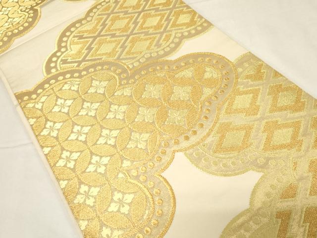 平和屋着物●西陣 川島織物 六通柄 本袋帯 雲取り七宝文 金糸 関西仕立て 正絹 逸品 CABC4775dy