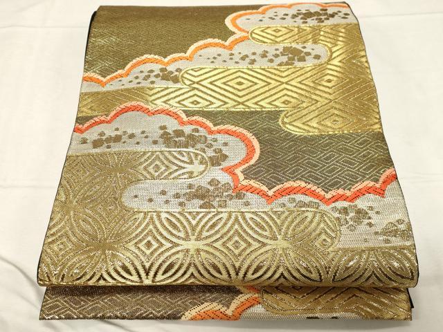 平和屋着物●西陣 川島織物 六通柄 本袋帯 雲取り箔散らし文 金銀糸 正絹 逸品 CABC4776dy