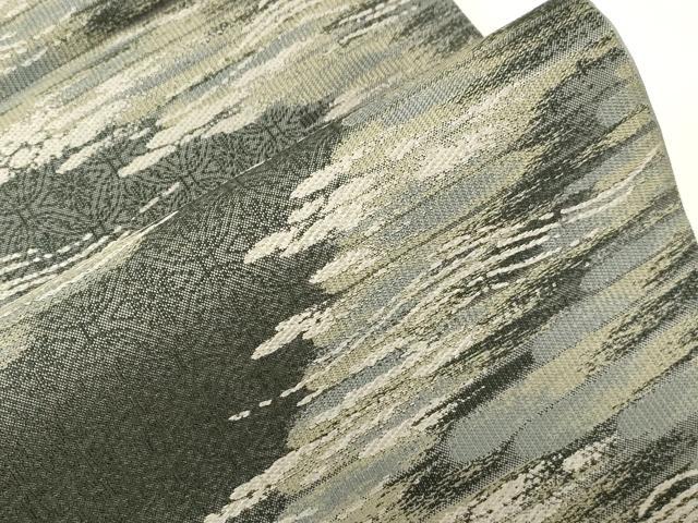 平和屋着物●六通柄袋帯 斜菱取霞雲風 正絹 逸品 CABC4782dy